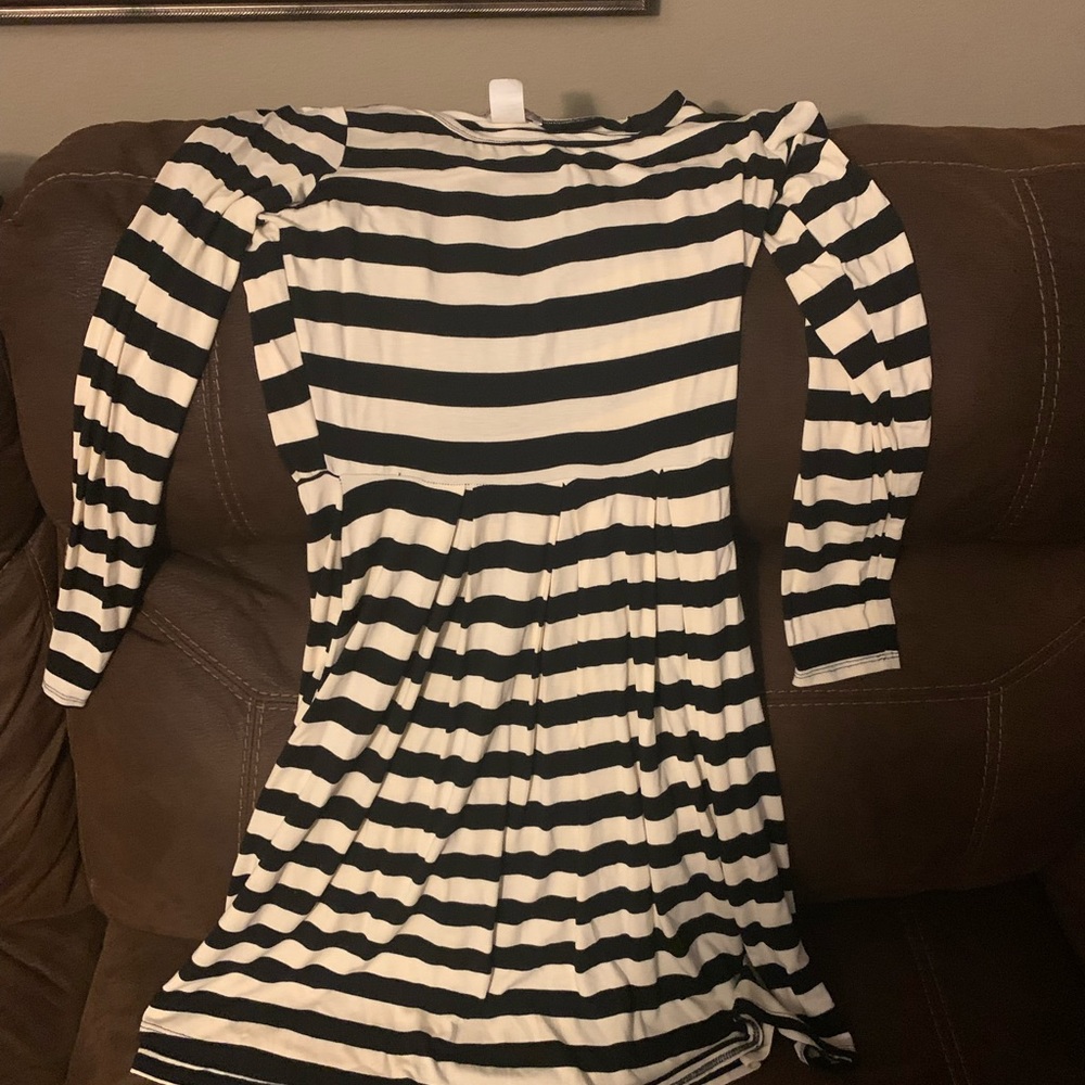 Pretty Young Thing Black & White Long Sleeve Stripe Dress
